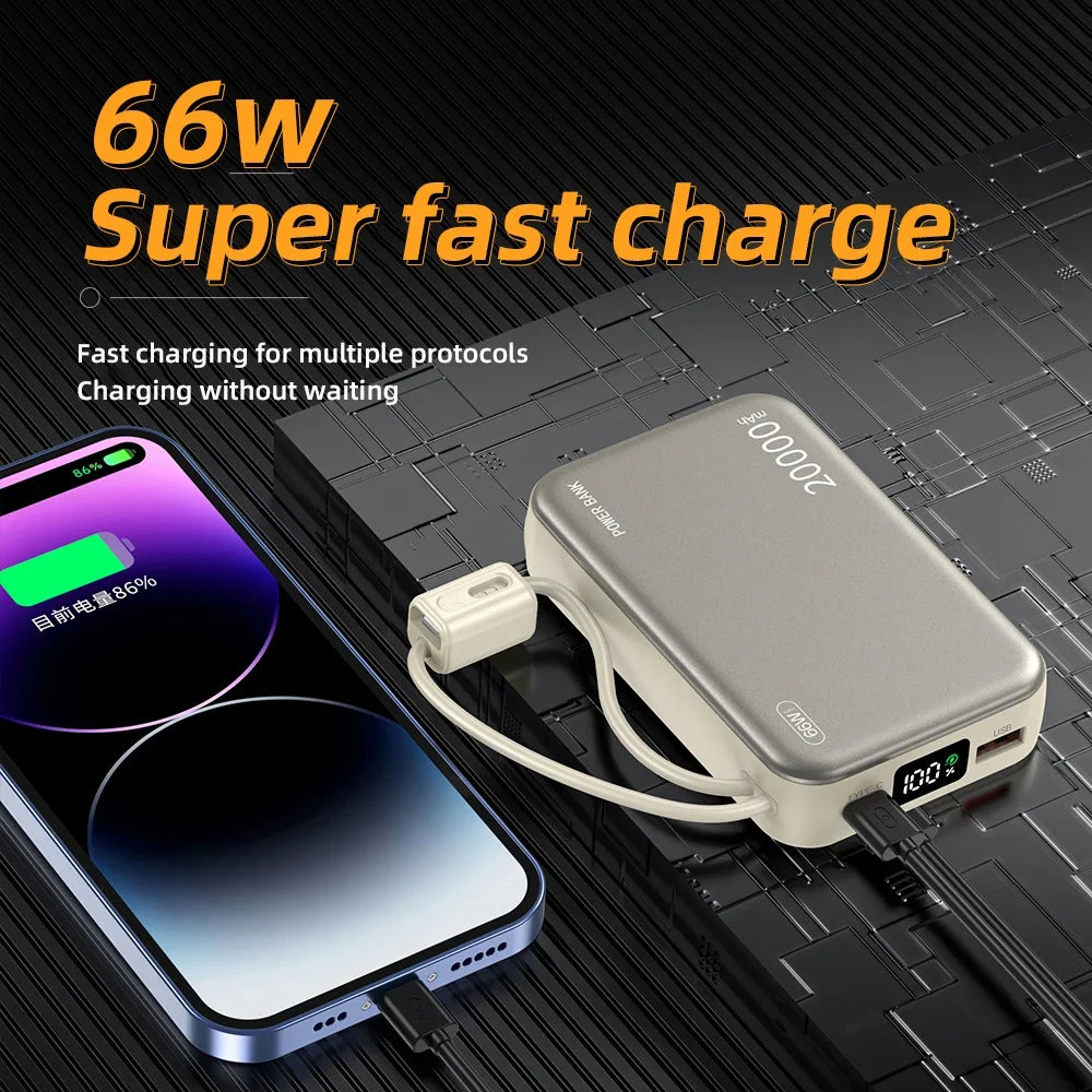 CCC China standard 66W Power Banks Fast Charger Powerbank 20000mAh for iPhone 16/15/14/13 Xiaomi Huawei Samsung External Battery