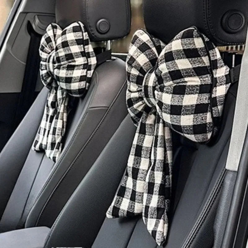 NEW Bowknot Pillows Car Seat Neck Rest Pillow,Car Headrest Neck Cushion Pillows,Pink Car Accessories for Women