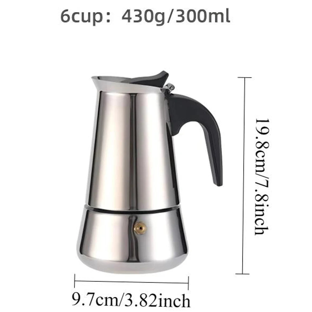 Coffee Pot Stainless Steel Moka Pot Italian Coffee Maker 9 Cup 15 OZ Stovetop Espresso Maker for Gas or Electric Ceramic Stove