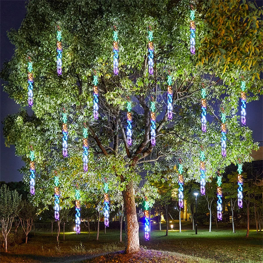 Creative 3 IN1 360LED Christmas Garland Meteor Shower String Light Outdoor Waterproof Icicle Fairy Lights for Holiday Tree Decor
