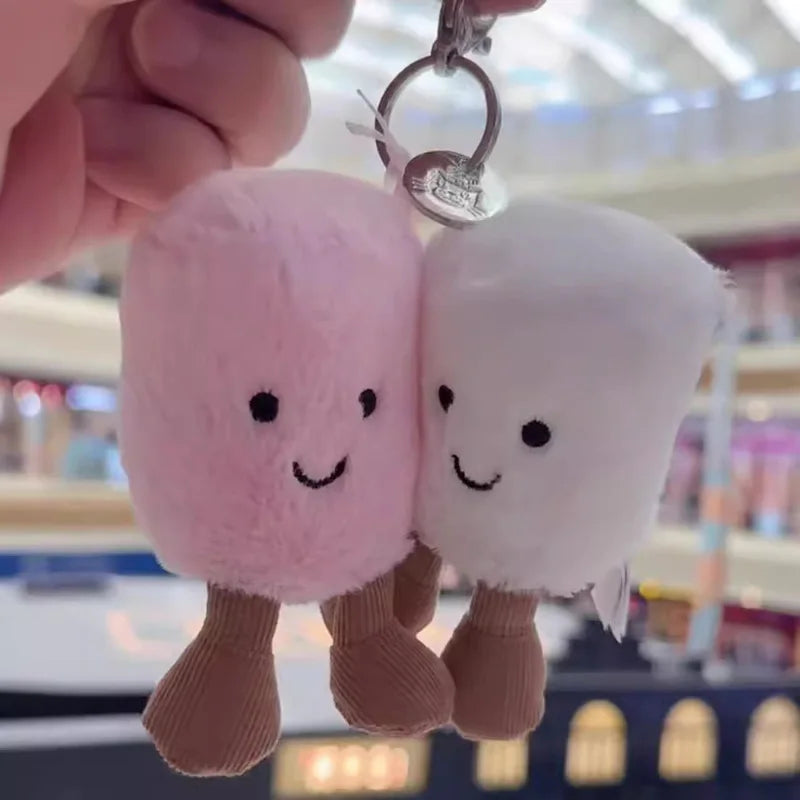 Cute Fun Two Marshmallow Keychain Cotton Candy Tone Cute Soft Two Tone Keychain Bag Pendant Accessories Dolls Pendant Xmas Gifts