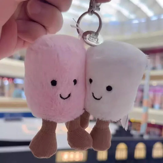 Cute Fun Two Marshmallow Keychain Cotton Candy Tone Cute Soft Two Tone Keychain Bag Pendant Accessories Dolls Pendant Xmas Gifts