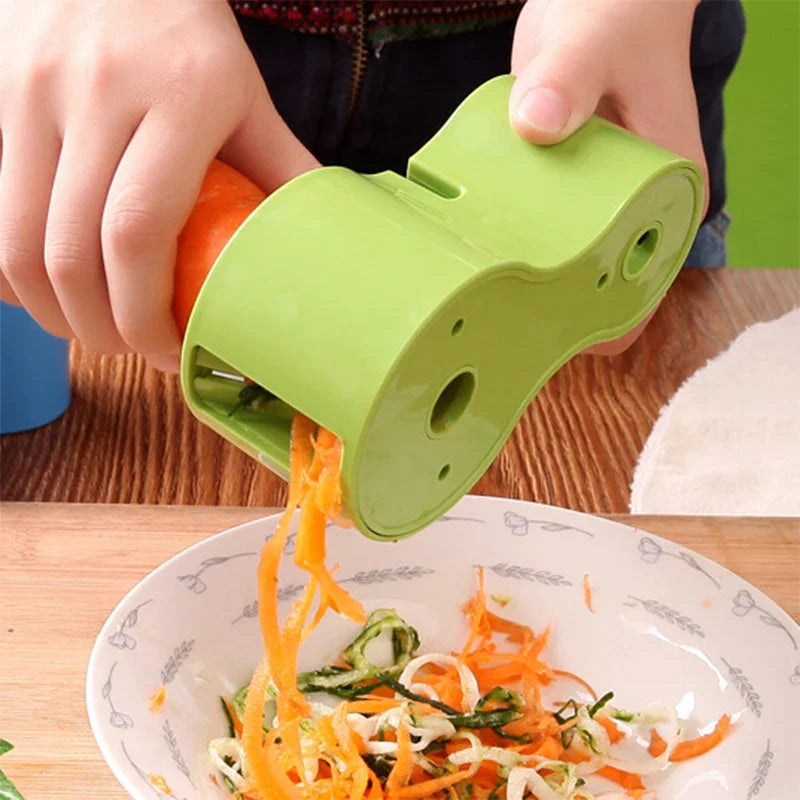 Double-head Spiral Slicer Grater Zucchini Noodle Pasta Spaghetti Maker Vegetable Cutter Peeler with Knife Sharpener Grindstone