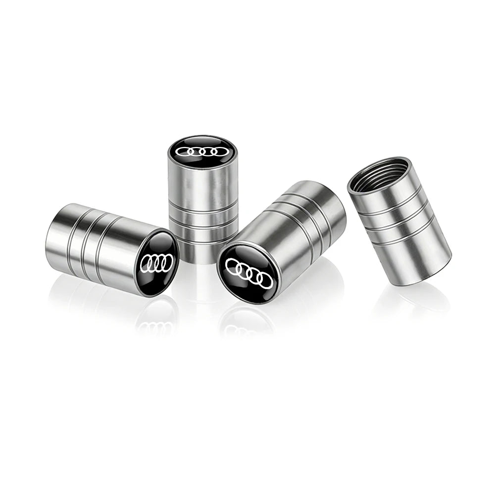 4pcs 3D Metal Car Wheel Tire Valve Air Stem Cap Covers for Audi A3 B5 B6 B7 B8 B9 8P 8V 8L A5 A4 C6 A6 RS Sline Q5 Q3 Q7 Quattro