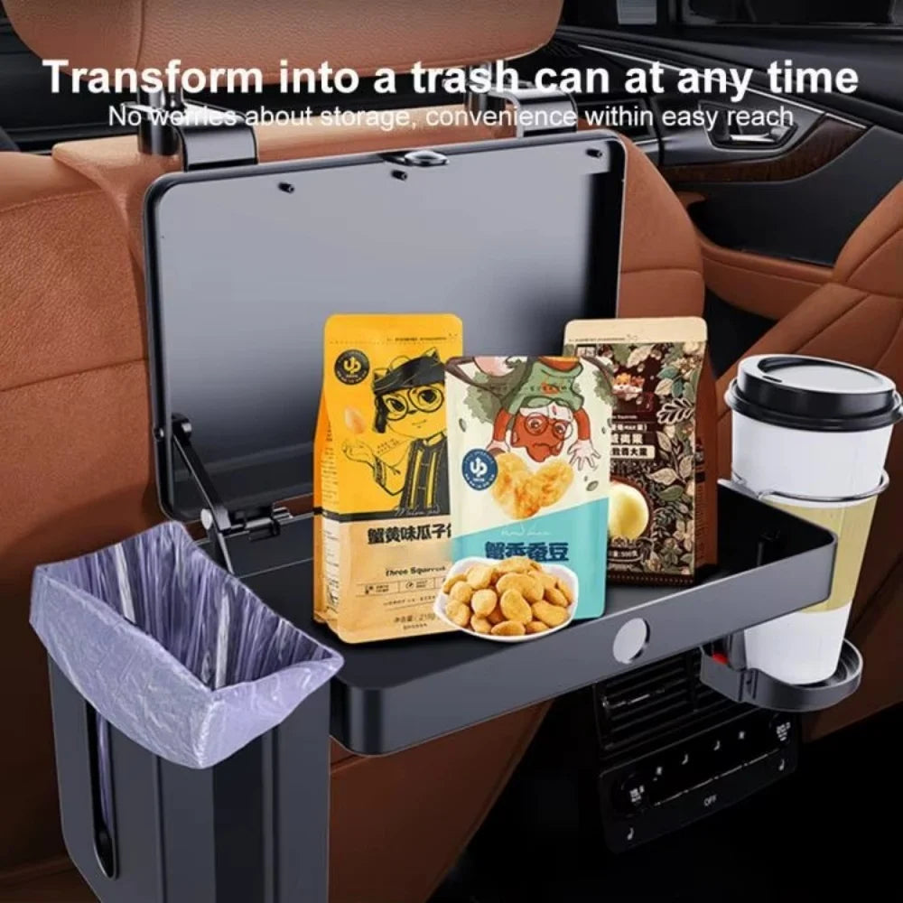 Car Backseat Organizer Food Tray Snack Table With Cup Holder Multifunctional Car Headrest For Road Trip Car Interior Accessories