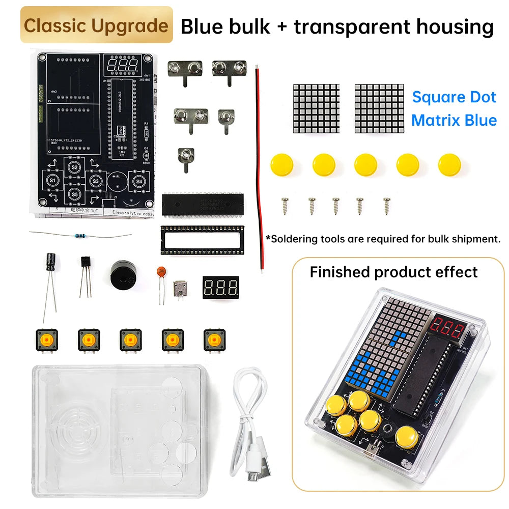 7 Pixel Game Console Kits Puzzle Pixel Game Console 51 Single-chip DIY Welding Practice Parts Electronic DIY Kit