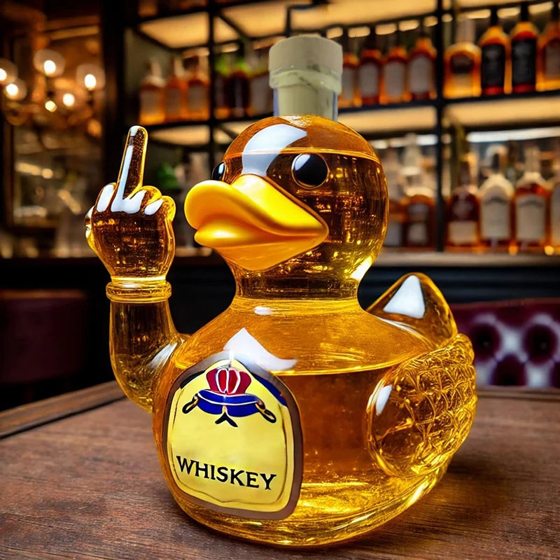 1Pieces Middle Finger Duck Bottle,Funny Middle Finger Whiskey Duck Bottle