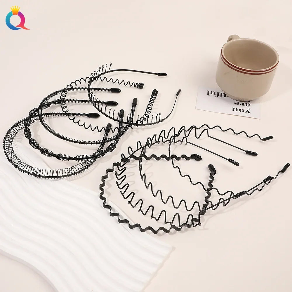 Fashion Metal Hair Band for Men Women Unisex Black Wavy Hair Head Hoop Band Sports Headband Hairband Hair Accessories Gifts