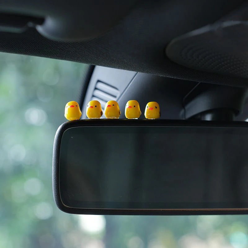 5Pcs Cute Mini Ducks Car Interior Decoration Auto Rearview Mirror Dashboard Ornaments For Woman Man Gift Car Accessories