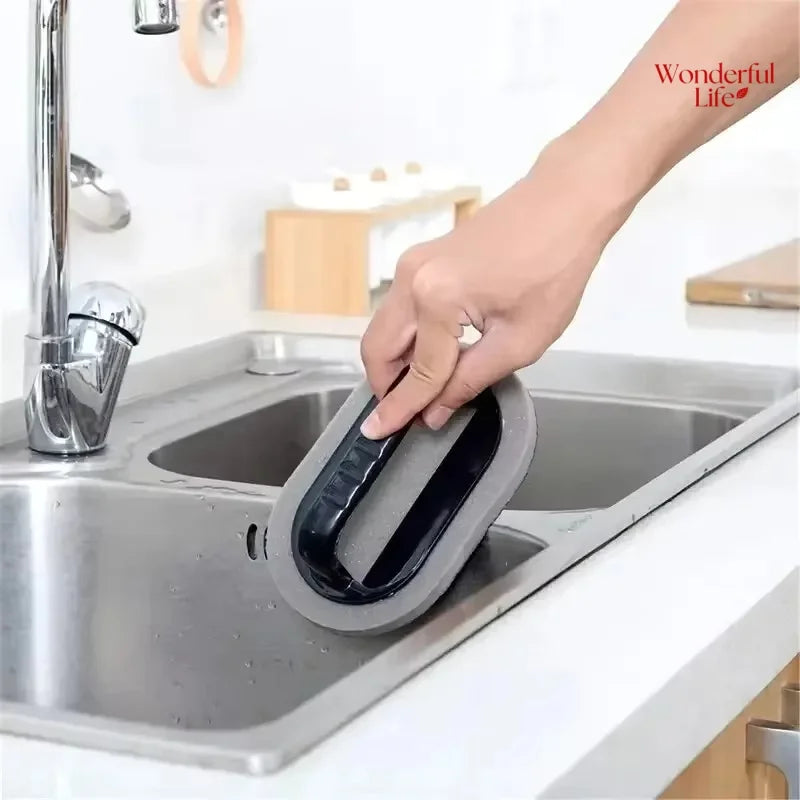Magic Emery Sponge Brush Wipe Eraser Cleaner Kitchen Bath Rust Strong Decontamination Cleaning Tools With Handle Household Tools