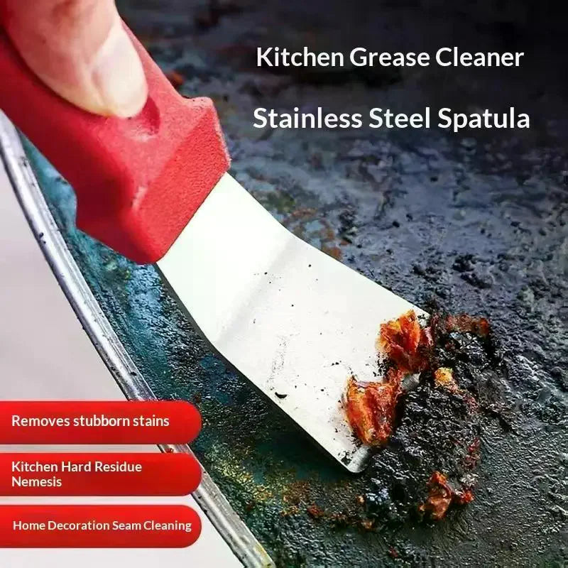Stainless Steel Cleaning Scraper Nonslip Handle High Scraping Power For Kitchen Grease Grout Cleaning