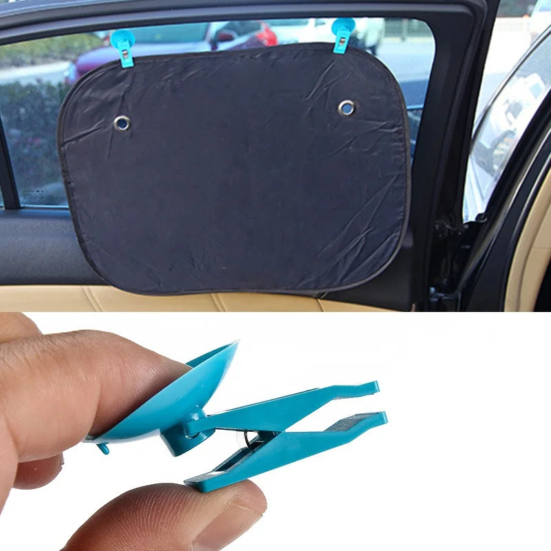 1 Pair Car Interior Window Clip Mount Black Suction Cap Clip Plastic Sucker Removable Holder for Sunshade Curtain Towel Ticket