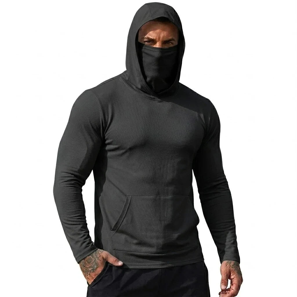 Mens Sun Protection Hooded Tee Quick Dry Long Sleeve Sweatshirt Lightweight Performance Top for Hiking Outdoor Sun Wear Tops