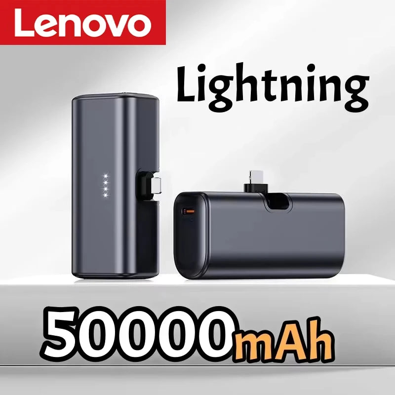 Lenovo 225W Fast Charging USB C Power Bank 500000mAh Mini Portable Charger for iPhone 15 16 Android Devices Travel Battery Pack