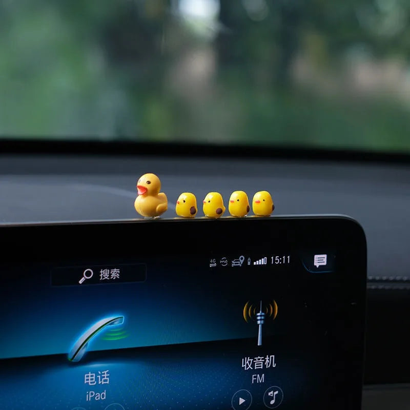 5Pcs Cute Mini Ducks Car Interior Decoration Auto Rearview Mirror Dashboard Ornaments For Woman Man Gift Car Accessories