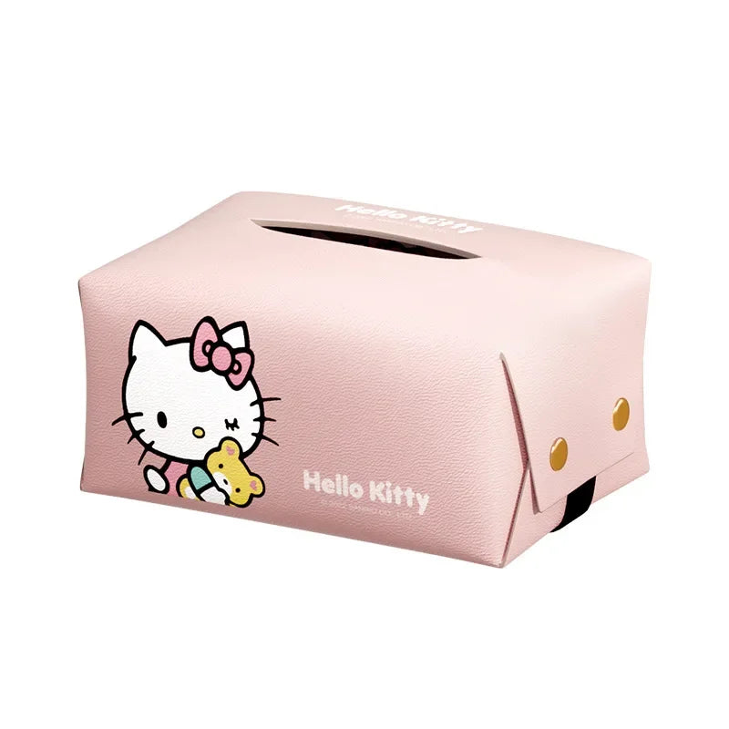 Kawaii Genuine Sanrio Car Tissue Box Hello Kitty Cartoon Armrest Box Car with Drawable Tissue Box Cute Anime Decorative Gifts