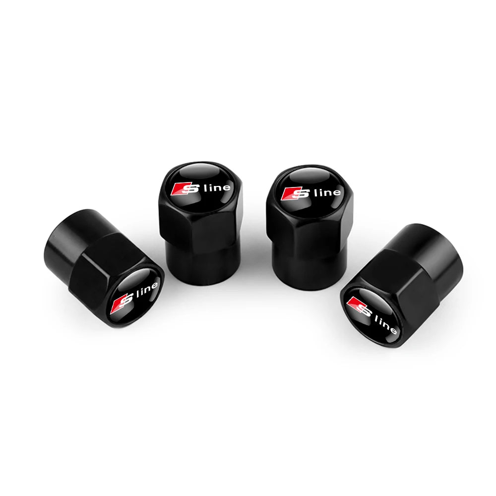 4pcs 3D Metal Car Wheel Tire Valve Air Stem Cap Covers for Audi A3 B5 B6 B7 B8 B9 8P 8V 8L A5 A4 C6 A6 RS Sline Q5 Q3 Q7 Quattro