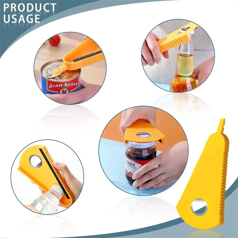 Can Opener Multifunctional Bottle Opener Jar Opener for Beer Coke Jam Beverage Non-slip Labor Saving Twist Bottle Cap Kitchen Ga