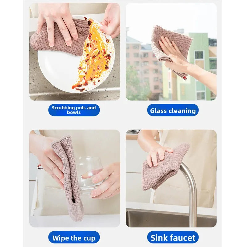 New 100% Cotton Dishcloth Ultra Soft Absorbent Kitchen Towel Household Cleaning Cloth Kitchen Tools Gadgets Wash Cloth Dish Rag