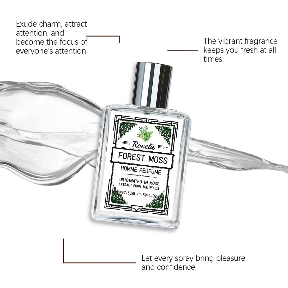 Roxelis 50ml Men's Body Fragrance Fresh Forest Woody Scent Elegant Mild Long Lasting Charming Gentle Fragrance