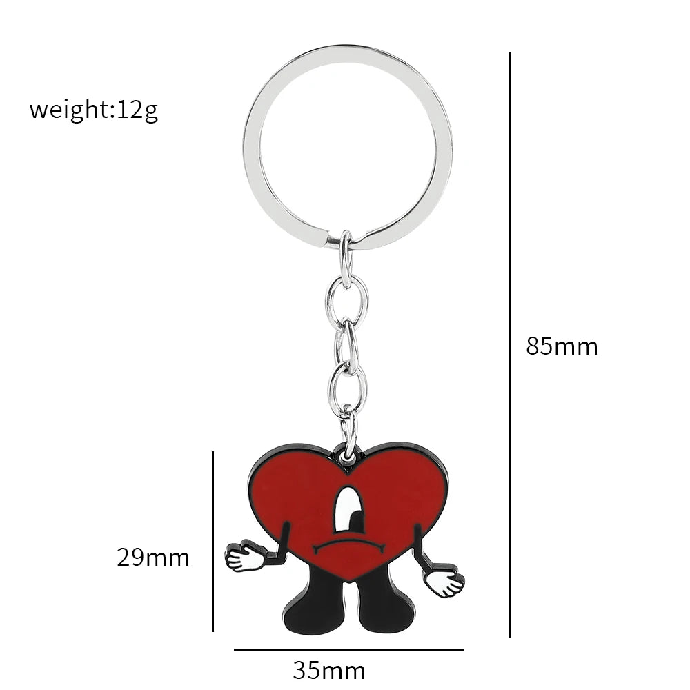 Trendy Bad Bunny cosplay heart pendant necklace, cute accessory, fan gift