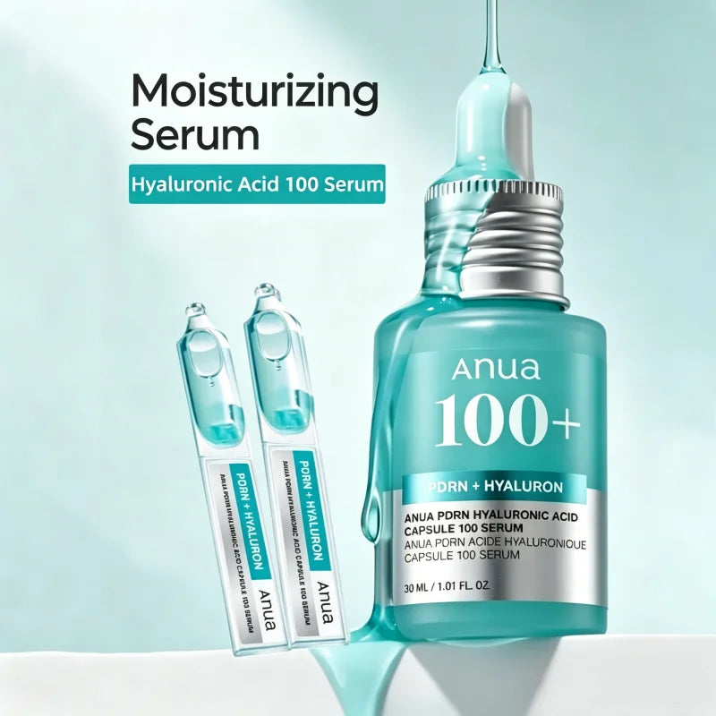 Korean PDRN Blue Essence,Hyaluronic Acid 100 Serum Radiant Skin Face Serum,Lightweight Deep Hydration 30ml Skincare Products