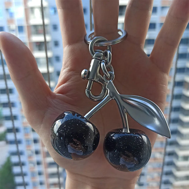 Cherry Charm Handbag Pendant Keychain for Women's Exquisite Internet-famous Crystal Cherry Bag Accessories High-Grade Pendant