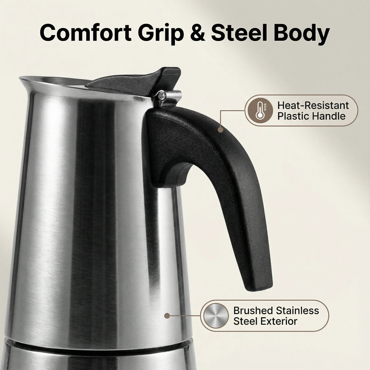 Coffee Pot Stainless Steel Moka Pot Italian Coffee Maker 9 Cup 15 OZ Stovetop Espresso Maker for Gas or Electric Ceramic Stove