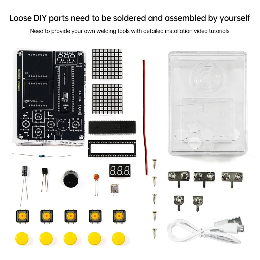 7 Pixel Game Console Kits Puzzle Pixel Game Console 51 Single-chip DIY Welding Practice Parts Electronic DIY Kit