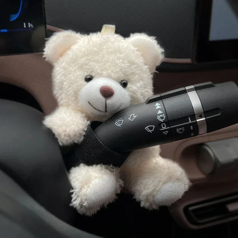 New Soft Panda Car Doll, Funny Cartoon Gear Shift Knob Cover Anti-Skid Dashboard Ornament for Automotive Interior Decor