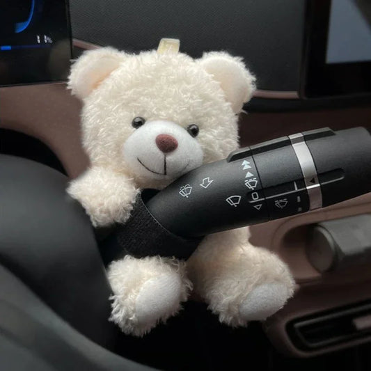 New Soft Panda Car Doll, Funny Cartoon Gear Shift Knob Cover Anti-Skid Dashboard Ornament for Automotive Interior Decor