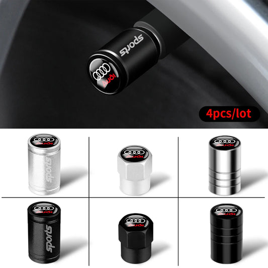 4pcs 3D Metal Car Wheel Tire Valve Air Stem Cap Covers for Audi A3 B5 B6 B7 B8 B9 8P 8V 8L A5 A4 C6 A6 RS Sline Q5 Q3 Q7 Quattro