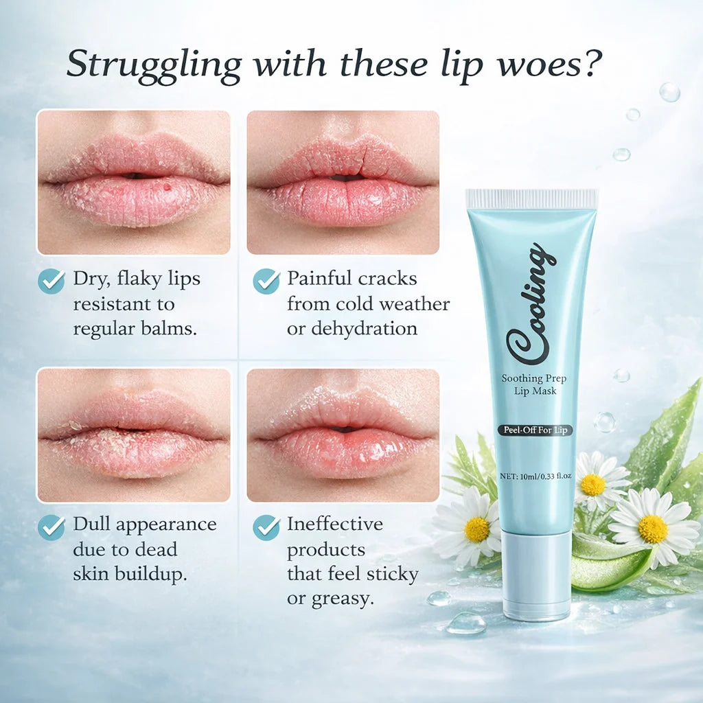 Soothing Prep Lip Mask- Cooling Peel-Off Lip Mask for Smoother Lip Prep ,Hydrating & Moisturizing Lips for Women, 10ml
