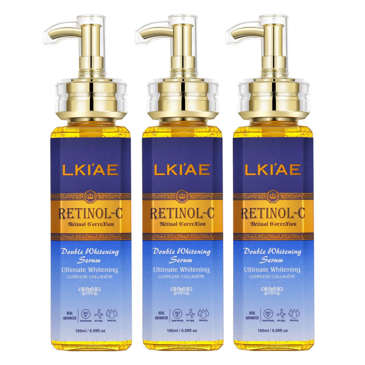 LKIAE Retinol Whitening Serum, Anti Dark Spots, with Collagen, Snail Extract, Improve Dull Uneven Skin Tone Essence, 180ml