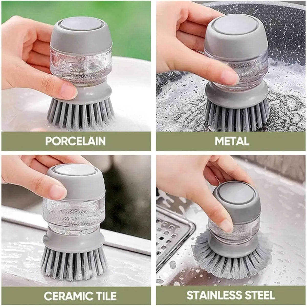 Kitchen Cleaning Brush, Multifunctional Pressing Automatic Liquid Dishwasher, Dish Scrubber with Soap Dispenser Clean Tools