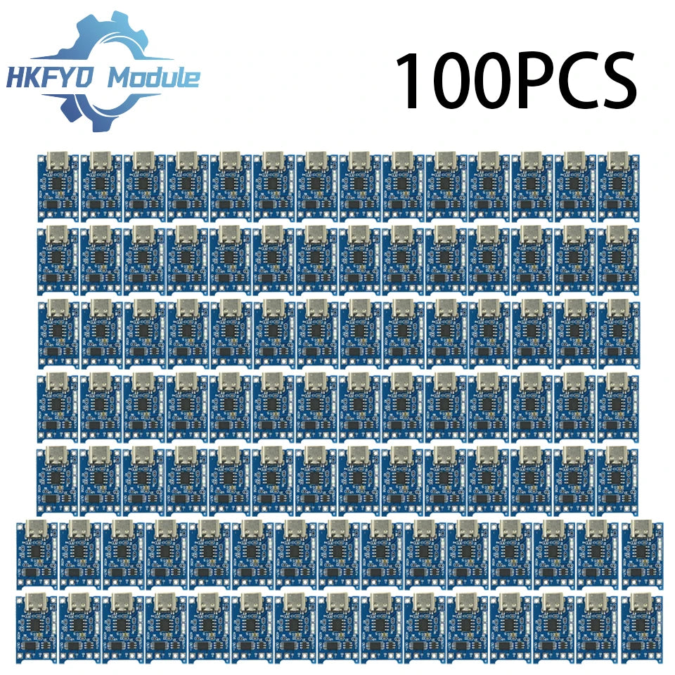 1-100PCS TP4056 Type-C 1A Lithium Battery Charger Module – 5V for 18650 Li-ion with Dual Protection, USB-C Charging Board