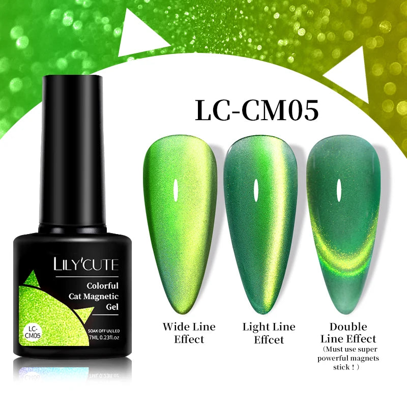 LILYCUTE 7ml 9D Cat Magnetic Gel Nail Polish Iridescent Magnet Semi