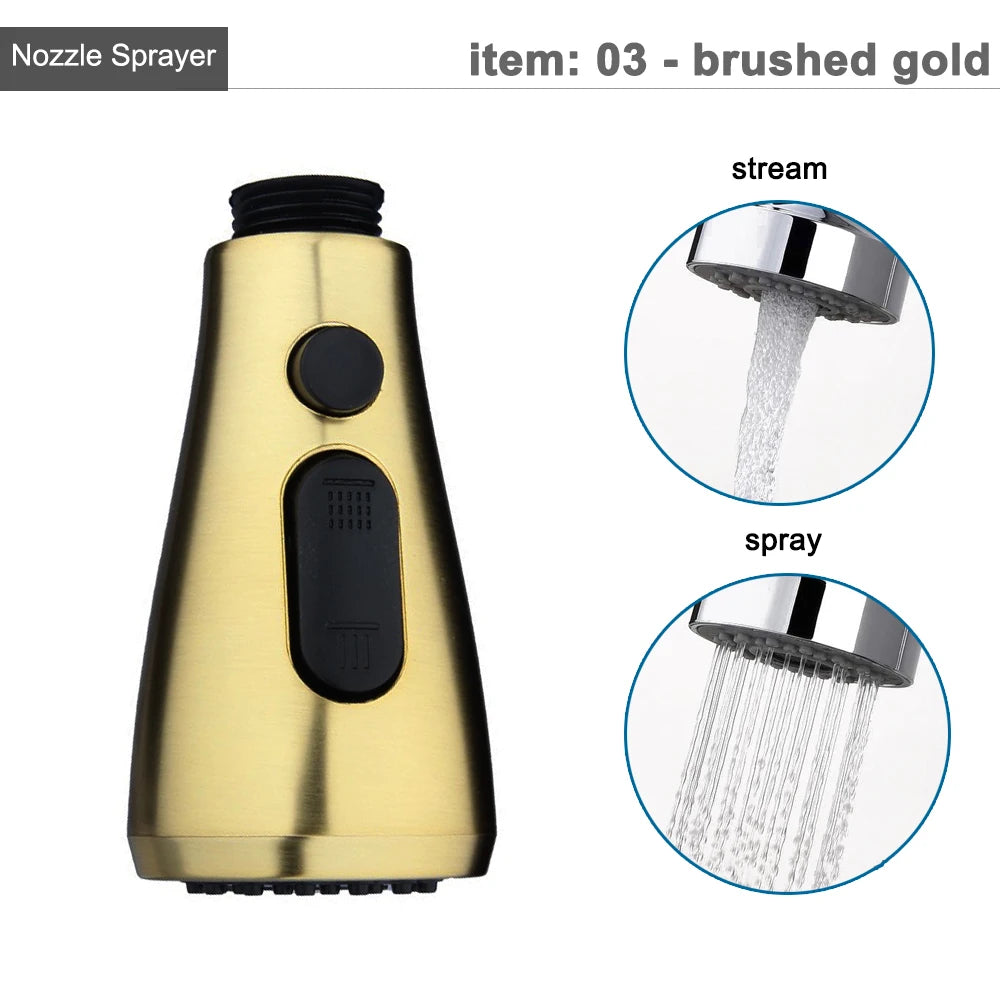 Kitchen Faucet Head Replacement Parts ABS Gold Black Nickle Chrome Tap Pull-out Shower Sprayer Nozzle Faucet Spouts Accessory