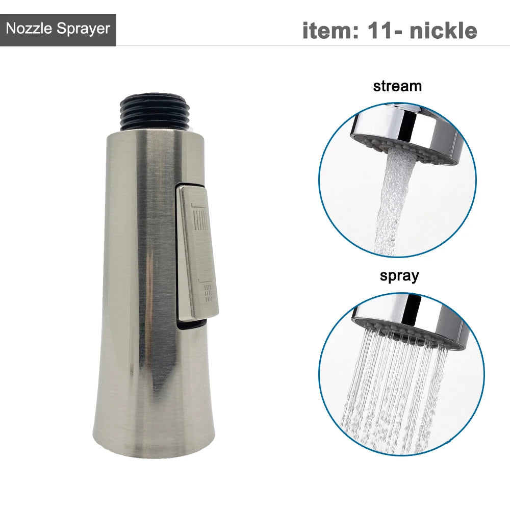 Kitchen Faucet Head Replacement Parts ABS Gold Black Nickle Chrome Tap Pull-out Shower Sprayer Nozzle Faucet Spouts Accessory