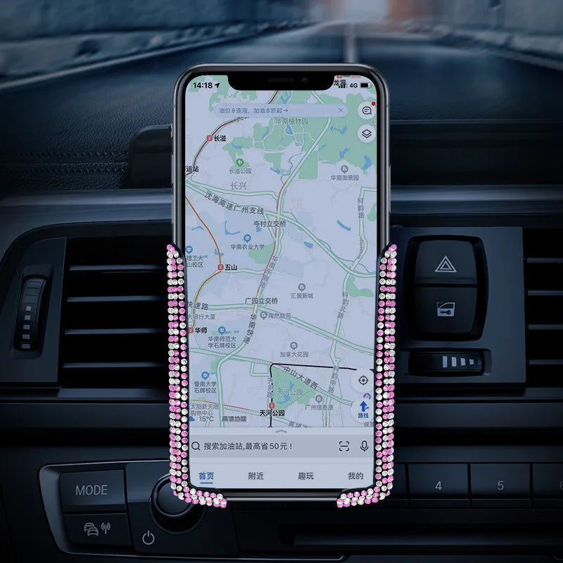 Bling Rhinestone Car Phone Holder Air Vent Gravity Auto-clamp Cell Phone Mount Luxury Crystal Car Navigation Bracket