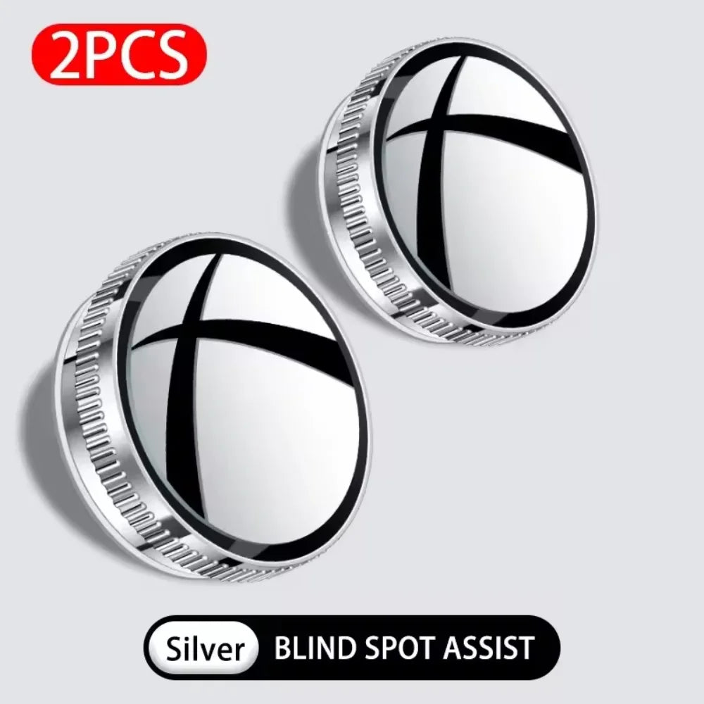 2-Piece Wide-Angle Car Blind Spot Mirror Set 360-Degree Adjustable Suction Cup Auxiliary Rearview Mirror for Vehicle Safety