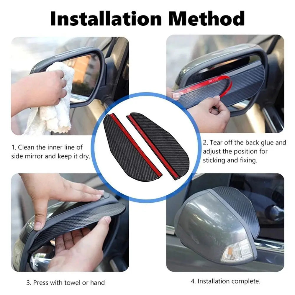 One Pair/2pcs New Car Protective Film Weather Visor Carbon Fiber Rear View Mirror Rearview Mirror Rain Eyebrow