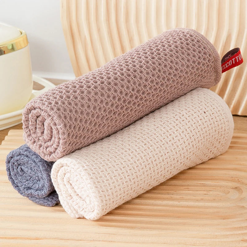 New 100% Cotton Dishcloth Ultra Soft Absorbent Kitchen Towel Household Cleaning Cloth Kitchen Tools Gadgets Wash Cloth Dish Rag