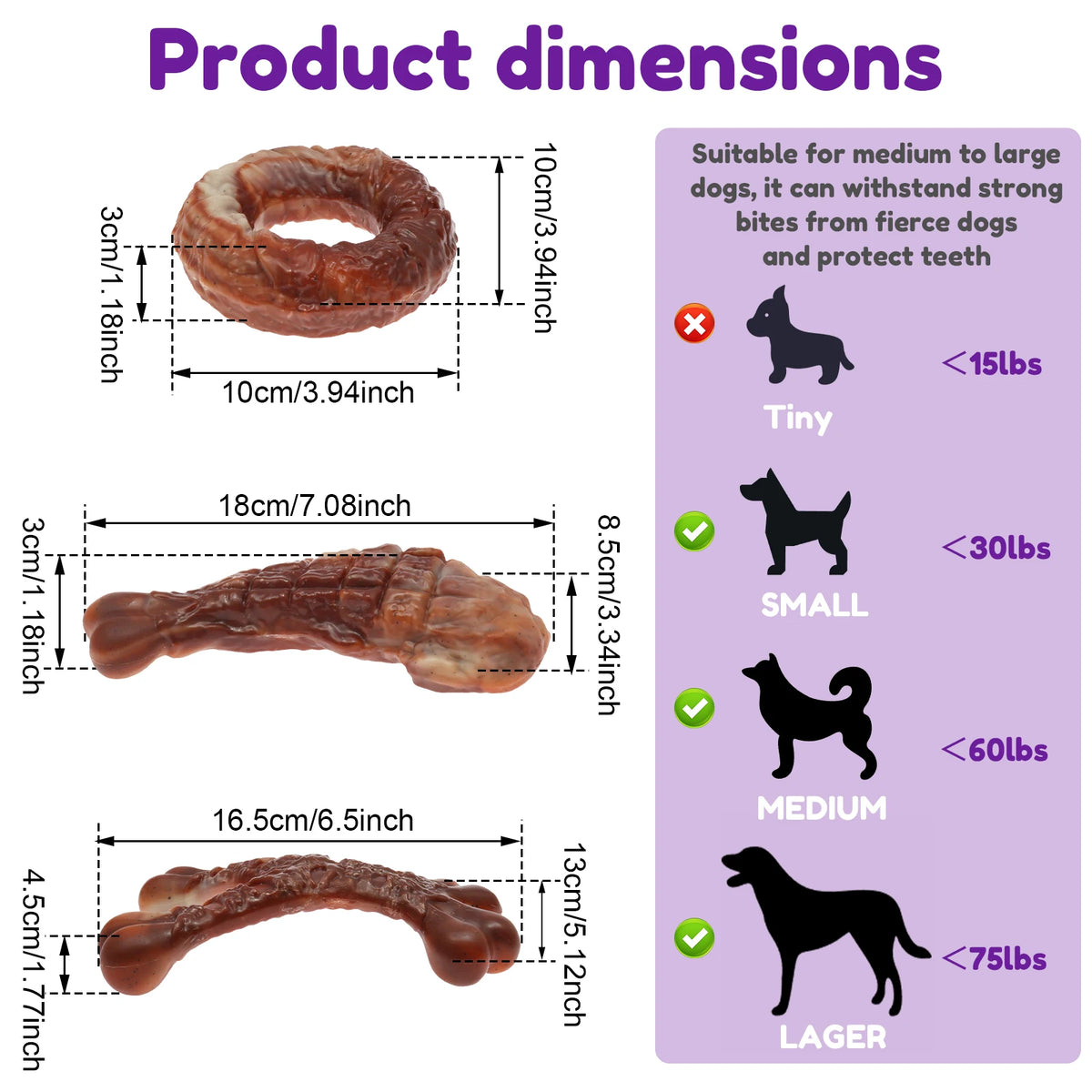 Indestructible Dog Chew Toy for Aggressive Chewers Durable Dog Teeth Cleaning Bacon Flavor Bones Chew Pet Toy