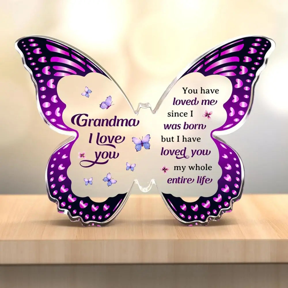 Butterfly Acrylic Plaque for Grandma – Gift from Grandchildren for Birthday, Mother’s Day & Christmas