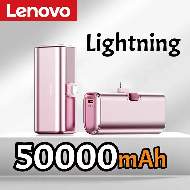 Lenovo 225W Fast Charging USB C Power Bank 500000mAh Mini Portable Charger for iPhone 15 16 Android Devices Travel Battery Pack