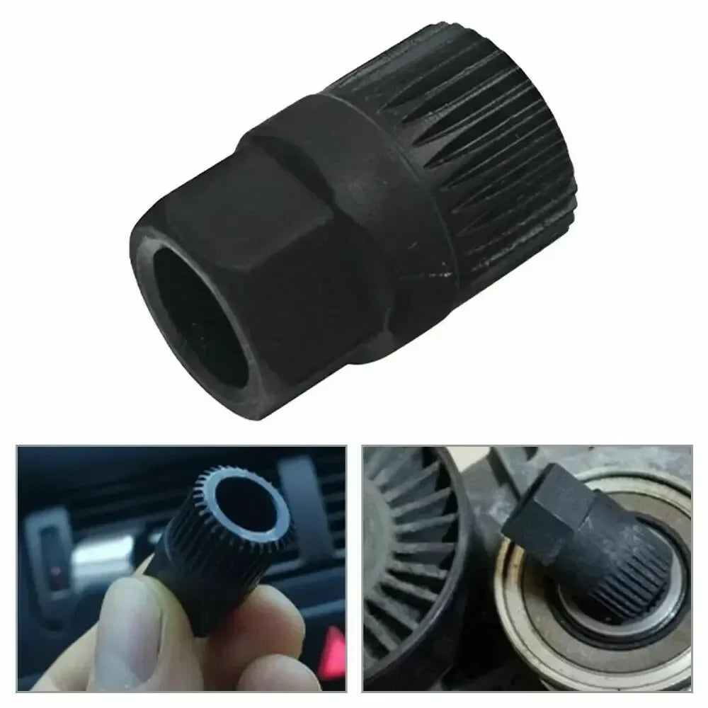 1Pc Alternator Clutch Free Wheel Pulley Removal Tool With 33 Tooth V Belt Pulley Remover Black Car Accessories