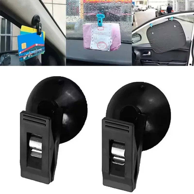 1 Pair Car Interior Window Clip Mount Suction Cap Clip Plastic Sucker Removable Holder For Sunshade Curtain Towel Ticket Y6F1