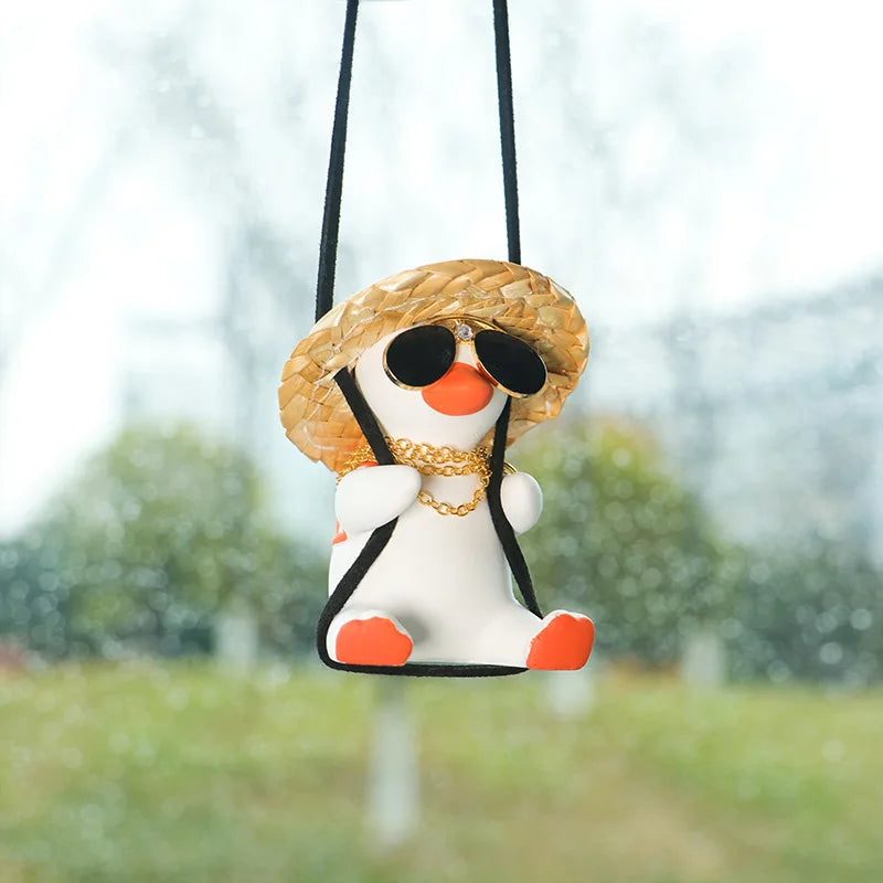 Car Pendant Cute Anime Little Duck Swing Auto Rearview Mirror Hanging Ornaments Interior Decoraction Accessories for Girls Gifts