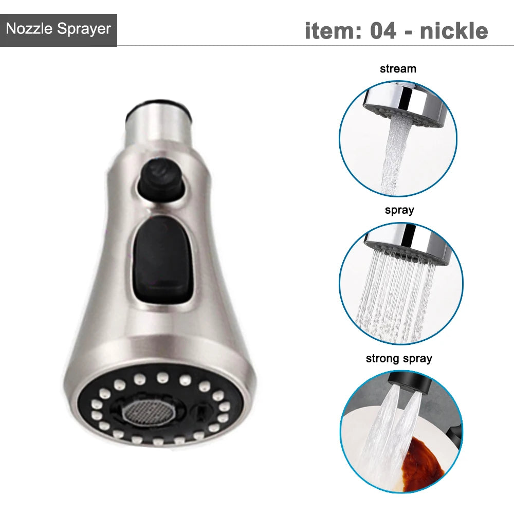 Kitchen Faucet Head Replacement Parts ABS Gold Black Nickle Chrome Tap Pull-out Shower Sprayer Nozzle Faucet Spouts Accessory